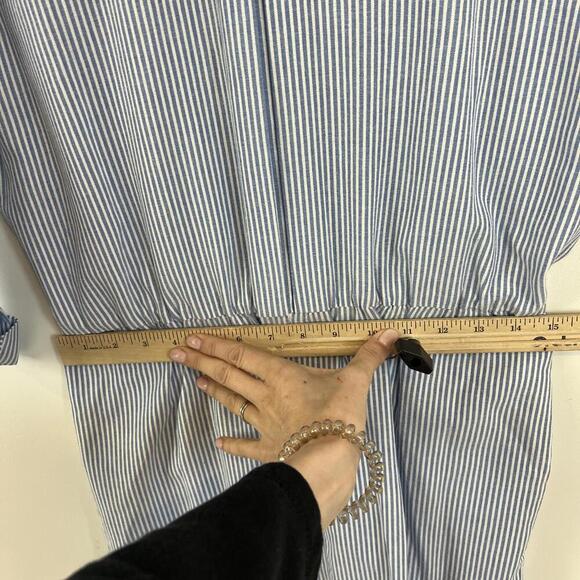 VTG Willi of California Womens M/L Blue White Striped Nautical Button Down Dress - Picture 13 of 13